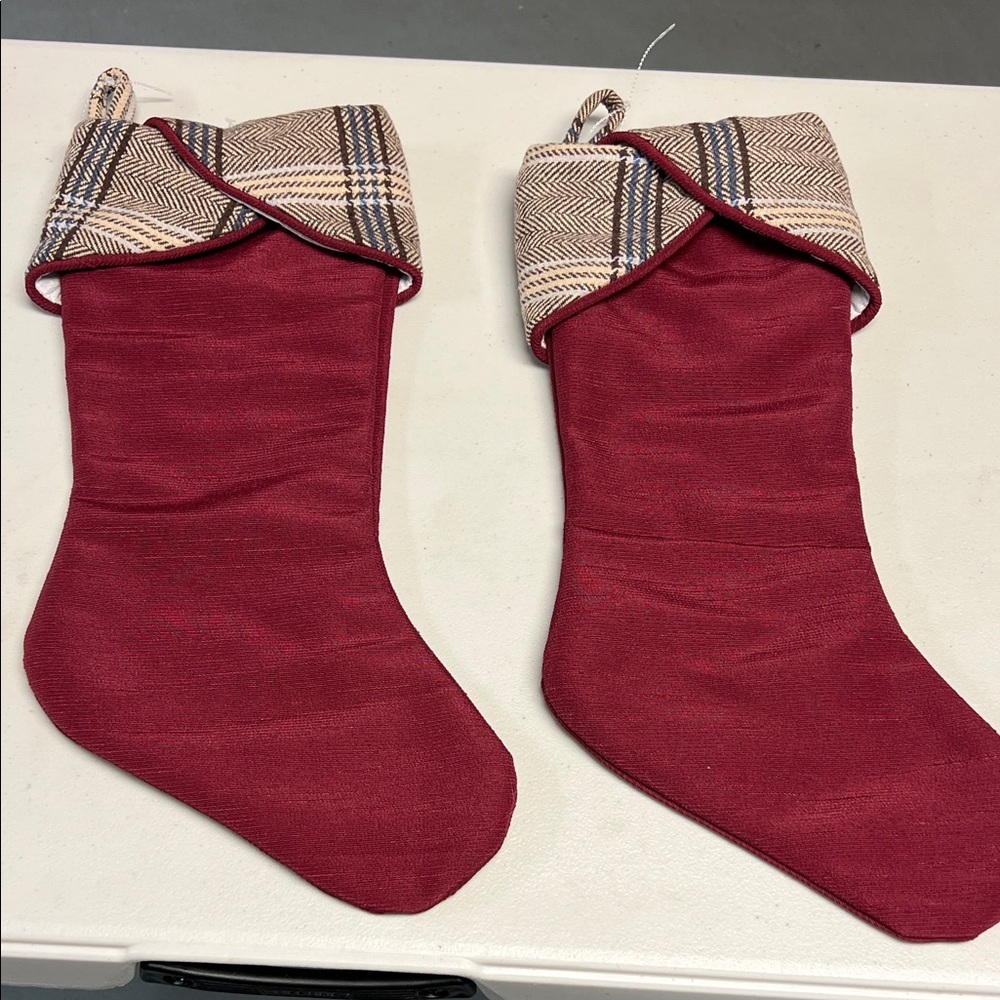 Red Plaid Cuff Christmas Stockings